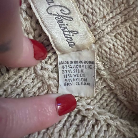 VNTG Marisa Christina Double Breasted Chunky Knit Silk Wool Cardigan Women’s L - Picture 7 of 10